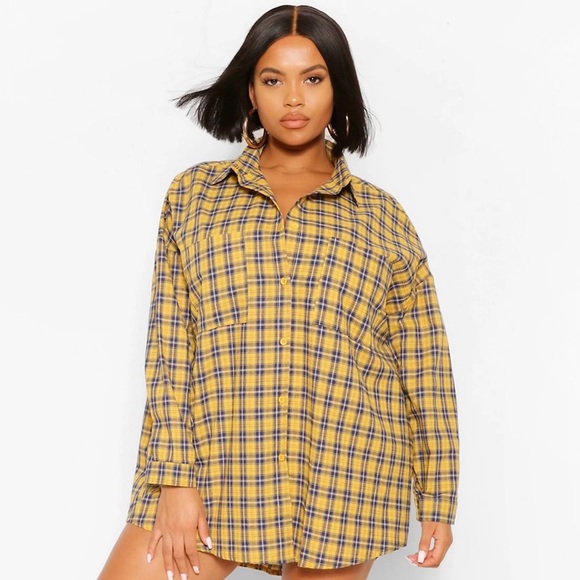 Boohoo Dresses & Skirts - Boyfriend Check Oversized Shirt Dress
